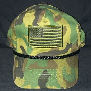 American Flag Green Camo Snapback Baseball Hat